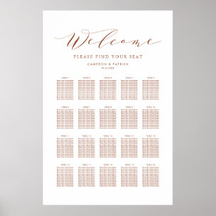 Terracotta Dainty Script Hochzeitsdiagramm Poster