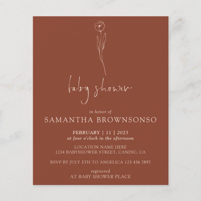 Terracotta Daisy Tiny Blume Budget Kinderdusche Flyer (Vorne)