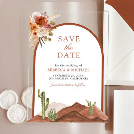 Terracotta Desert Cactus Wedding Save the Date Acryleinladungen