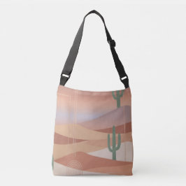 Terracotta Desert Sunset Boho Geometric Cacti Tote Tragetaschen Mit Langen Trägern