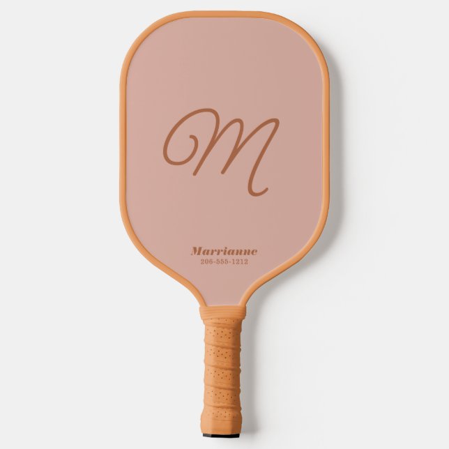 Terracotta Desert Vibes Einfache Skripte Initial Pickleball Schläger (Rückseite)
