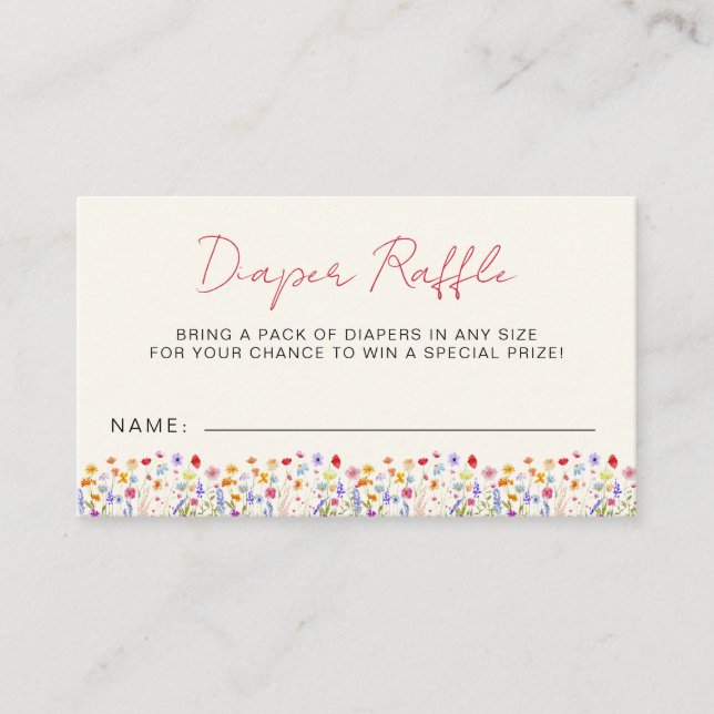 Terracotta Diaper Raffle Wildblume Kinderdusche Begleitkarte (Vorderseite)