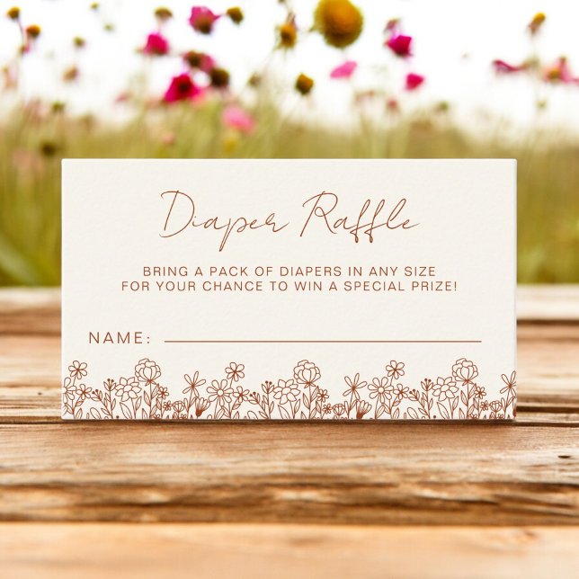 Terracotta Diaper Raffle Wildblume Kinderdusche Begleitkarte (Von Creator hochgeladen)