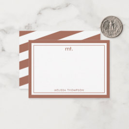 Terracotta Double Border Moderne Monogramm Streife Mitteilungskarte