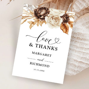 Terracotta Dusty Brown Floral Wedding Vielen Dank Dankeskarte