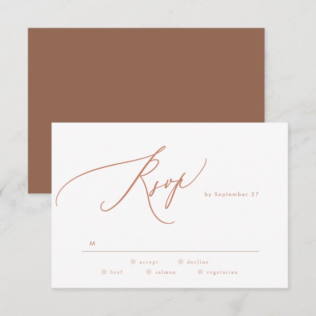 Terracotta Dusty Burnt Orange Wählen Sie eine ande RSVP Karte (Vorne/Hinten)
