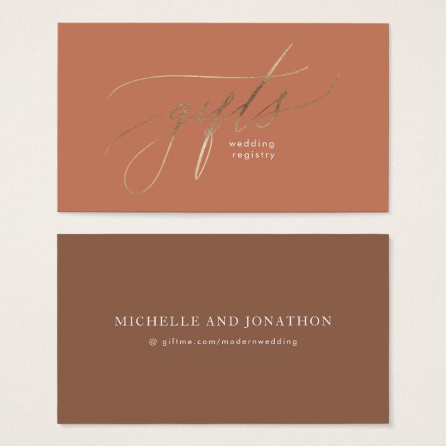 Terracotta Dusty Orange Elegante Boho Geschenkkart (Vorne & Hinten)