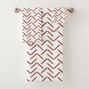 Terracotta Earthy Tone Boho Geometric Pattern  Badhandtuch Set