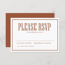 Terracotta Eat Drink und Verheiratet Hochzeit sein RSVP Karte