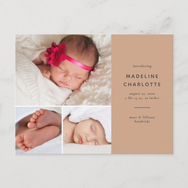 Terracotta Einfache Ankündigung mehrerer Fotos Postkarte (Vorderseite)