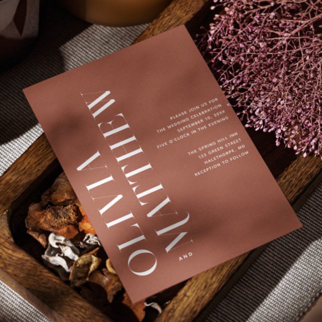 Terracotta einfache minimalistische Hochzeit + QR  Einladung (Von Creator hochgeladen)