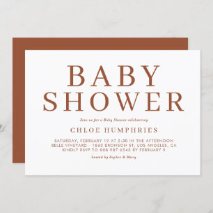 Terracotta Einfache Typografie Streifen Kinderdusc Einladung