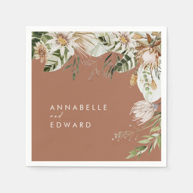 Terracotta einfaches botanisches, modernes, elegan serviette (Vorderseite)