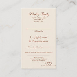 Terracotta Elegant Calligraphy Wedding RSVP Card Visitenkarte