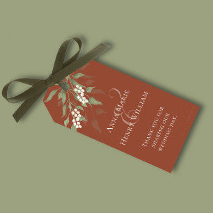 Terracotta Elegant Greenerie Danke für Ihre Hochze Geschenkanhänger