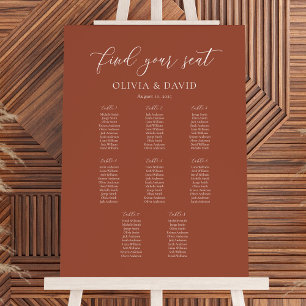 Terracotta Elegant Script 8 Tisch Sitzplan Poster