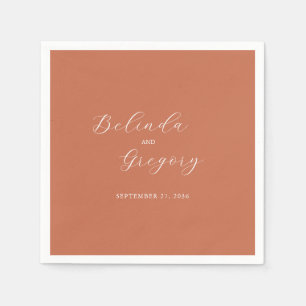 Terracotta Elegante Script Calligraphy Wedding Serviette