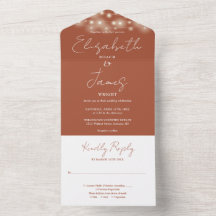 Terracotta Elegante Script String Lights Wedding