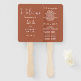 Terracotta Elegante Script Wedding Program Fächer