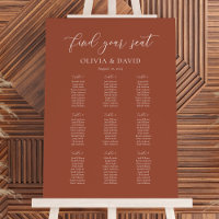 Terracotta Elegantes Script 9 Table Seating Chart