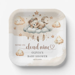 Terracotta-Elfenbeinwolke: neun Teddybären Pappteller