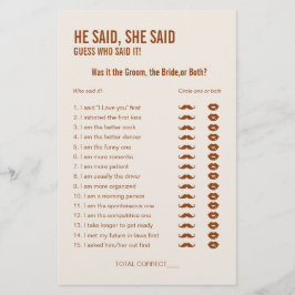 Terracotta Er sagte, sie sagte, Brautparty Game