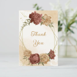 Terracotta Erden Ton Blumengrün Hochzeit Dankeskarte