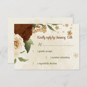 Terracotta Erden Ton Blumengrün Hochzeit RSVP Karte