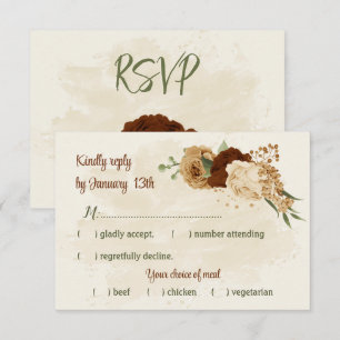 Terracotta Erden Ton Blumengrün Hochzeit RSVP Karte