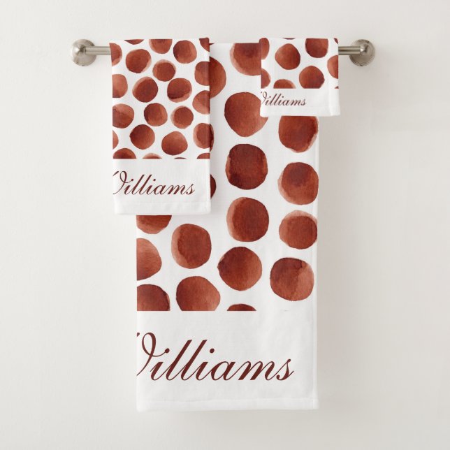 Terracotta Erdthy Tone Hand bemalt Dots Muster Badhandtuch Set (Insitu)