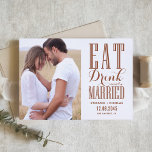 Terracotta essen Drink und Verheiratetes Foto Save The Date<br><div class="desc">Mit diesem individuell gestaltbaren Ankündigung Datum freihalten verkünden Sie Ihren Hochzeitstag bei Familie und Freunden. Es zeichnet sich durch moderne Kalligraphie und einfache Typografie aus. Personalisieren Sie diese Terracotta Save the Date Postcard, indem Sie Ihre eigenen Foto- und Hochzeitsdetails. Diese Foto Save the Date Karte ist auch in anderen Farben...</div>