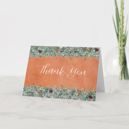 Terracotta Eucalyptus Burgundy Orange Floral Dankeskarte