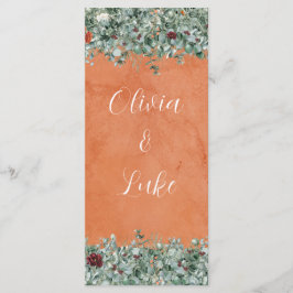 Terracotta Eucalyptus Burgundy Orange Floral Menükarte