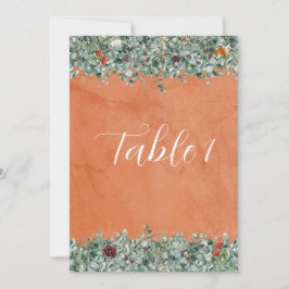 Terracotta Eucalyptus Burgundy Orange Floral Table Einladung