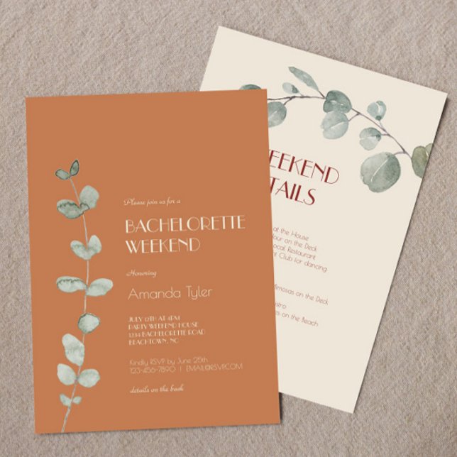 Terracotta Eucalyptus Deko Bachelorette Einladung (Von Creator hochgeladen)
