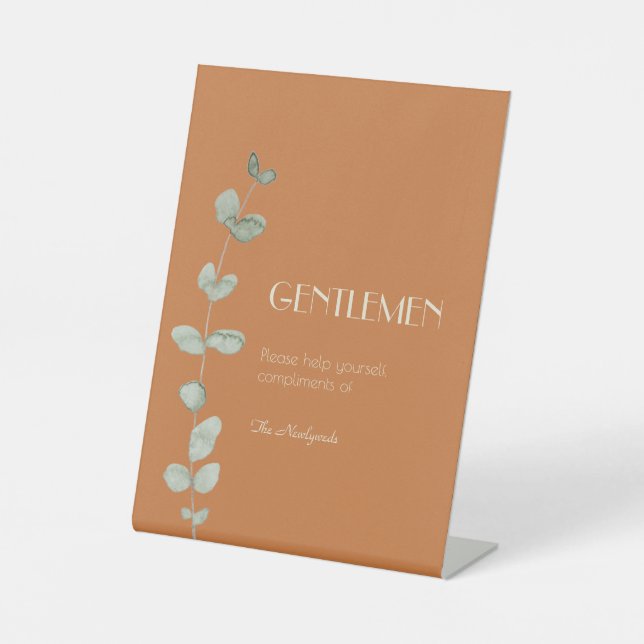 Terracotta Eucalyptus Deko Gentlemen Badezimmer Sockelschild (Vorderseite)