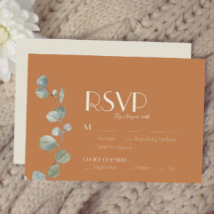 Terracotta Eucalyptus Deko Hochzeit RSVP Karte