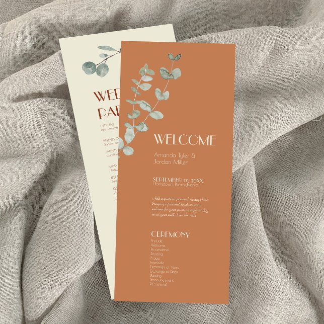 Terracotta Eucalyptus Deko Wedding Program Programm (Von Creator hochgeladen)