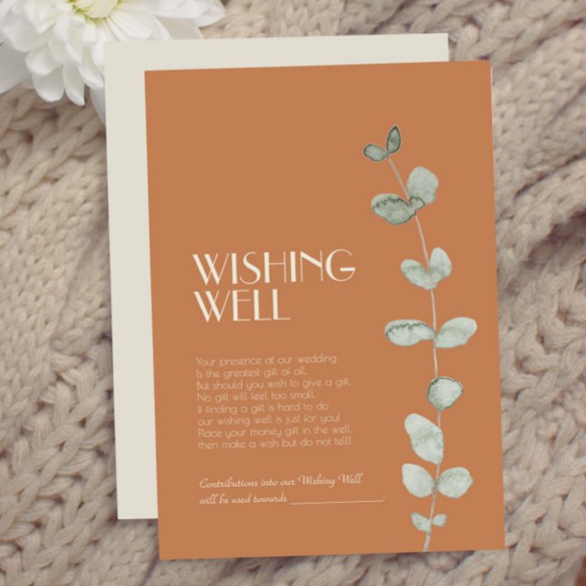 Terracotta Eucalyptus Deko Wedding wünscht sich ei Begleitkarte (Von Creator hochgeladen)