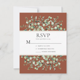 Terracotta Eucalyptus Wedding RSVP Karte