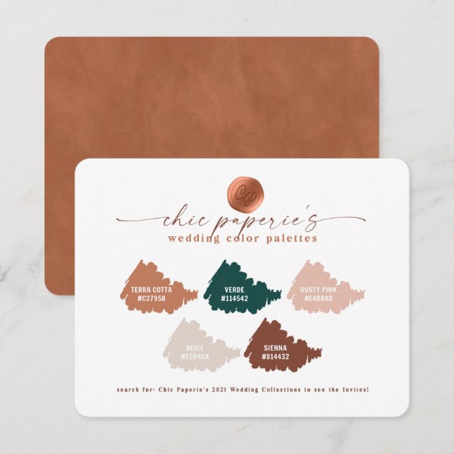 Terracotta Fall 2021 Wedding Color Palette Card (Vorne/Hinten)