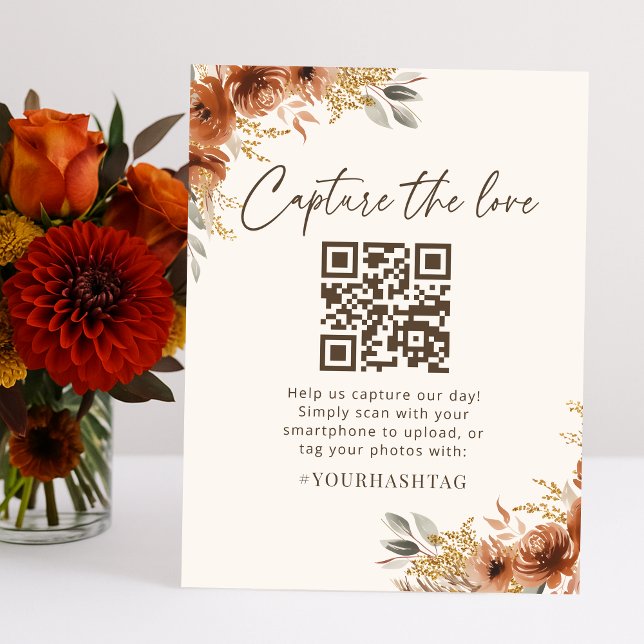 Terracotta Fall Boho Capture the Liebe Wedding Sockelschild (Terracotta Fall Boho Capture the love Wedding Pedestal Sign)