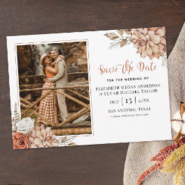 Terracotta Fall Boho Foto Save the Date in Einladung