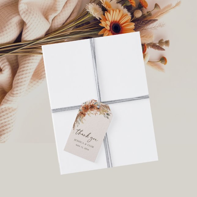Terracotta Fall Floral Gastgeschenk Hochzeit Viele Geschenkanhänger (Terracotta Fall Floral Wedding Favor Thank you Gift Tags)