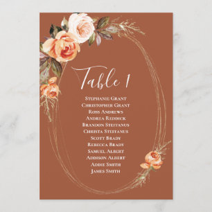 Terracotta Fall Floral Tischnummer Seekarte
