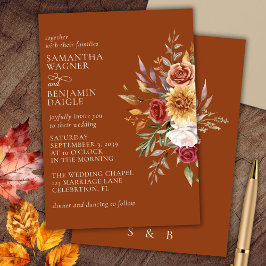 Terracotta Fall Floral Wedding Einladung