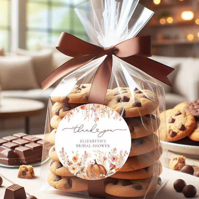 Terracotta Fall Pumpkin Brautparty Runder Aufkleber (Von Creator hochgeladen)