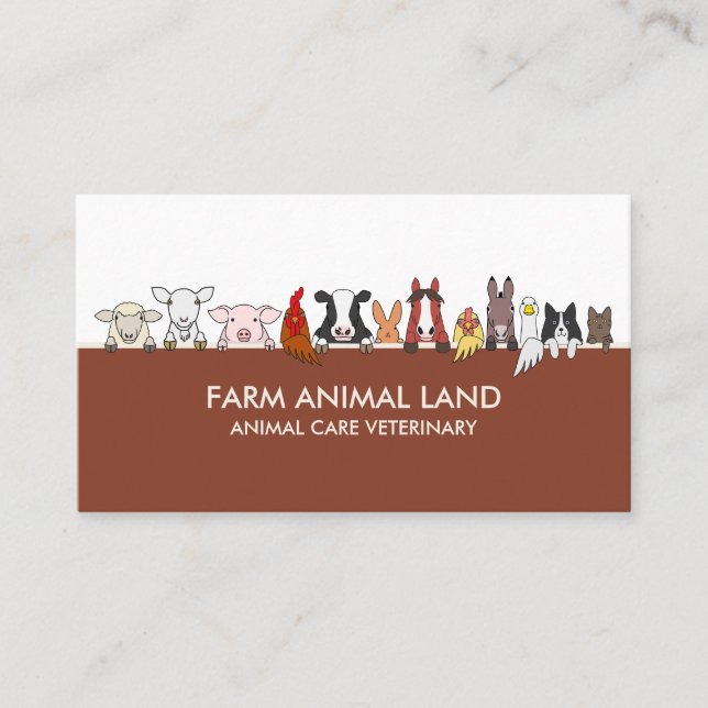 Terracotta Farm Animals Veterinär-Haustier Visitenkarte (Vorderseite)