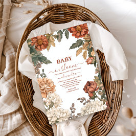 Terracotta Floral Baby in Bloom Baby Dusche Einladung