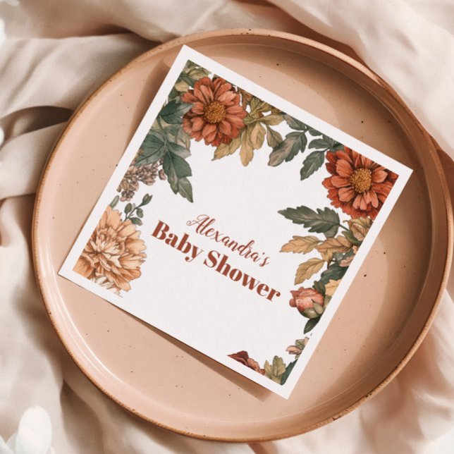 Terracotta Floral Baby in Bloom Baby Dusche Serviette (Von Creator hochgeladen)